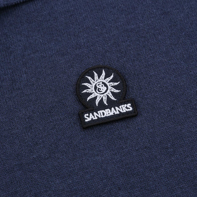 Sandbanks Knitted Revere Polo Shirt in Navy Logo