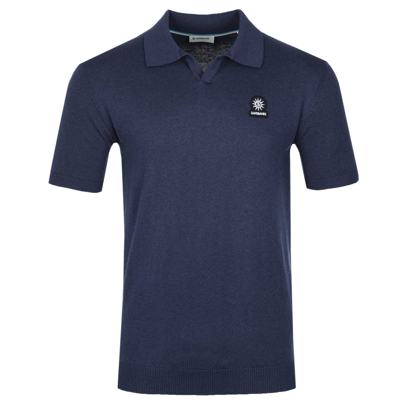 Sandbanks Knitted Revere Polo Shirt in Navy