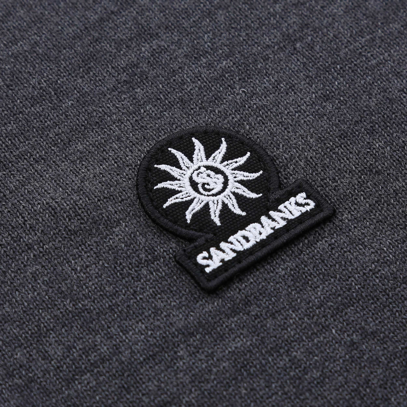Sandbanks Merino Wool 1/4 Zip Knitwear in Anthracite Logo
