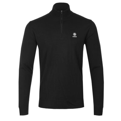 Sandbanks Merino Wool 1/4 Zip Knitwear in Black