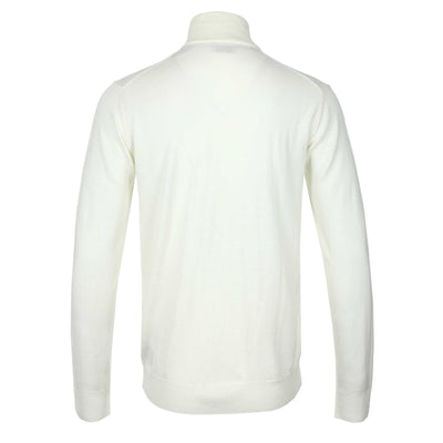 Sandbanks Merino Wool 1/4 Zip Knitwear in Ecru Back