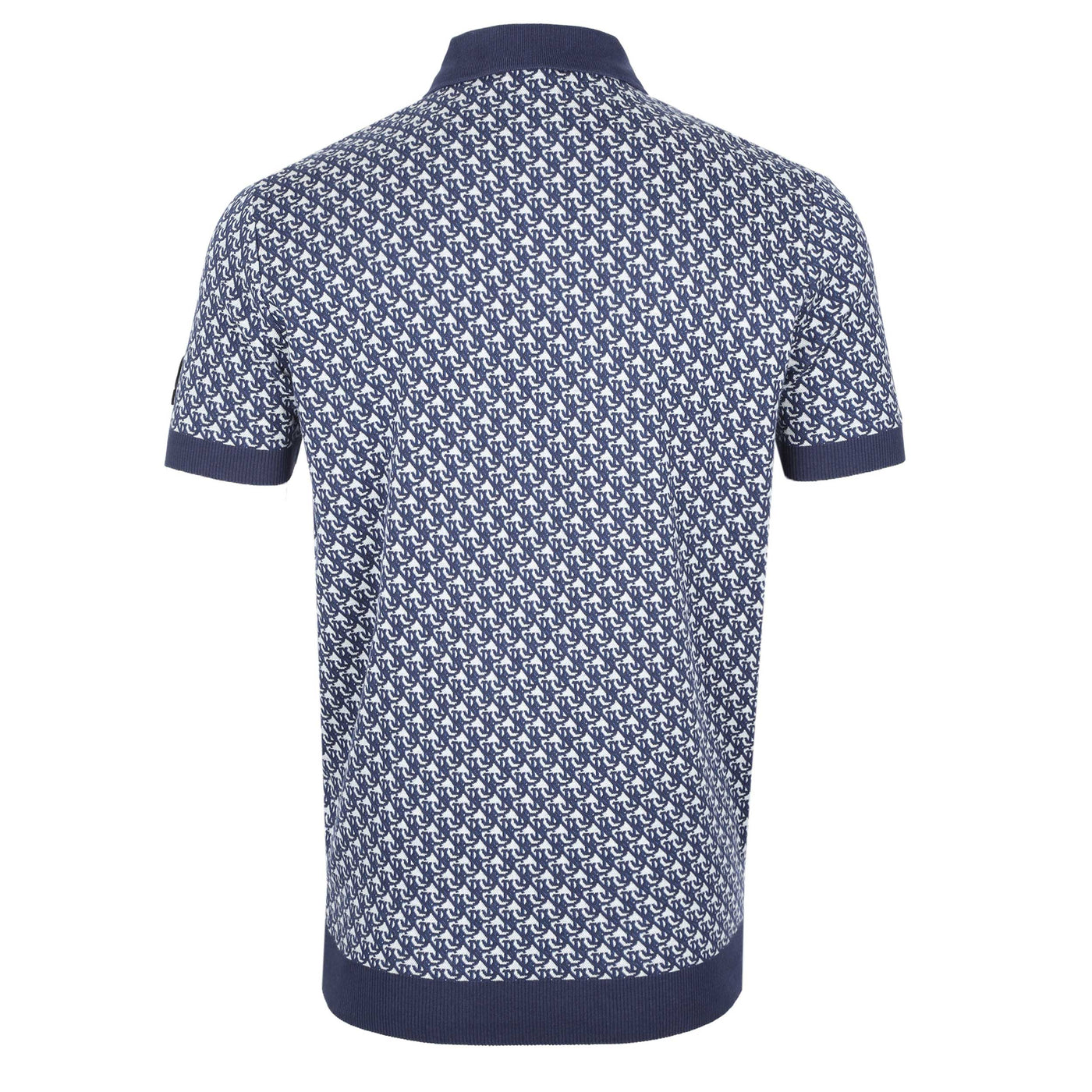 Sandbanks Monogram Knitted Polo Shirt in Navy Back