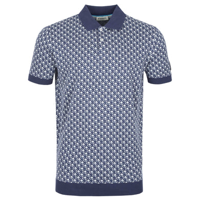 Sandbanks Monogram Knitted Polo Shirt in Navy