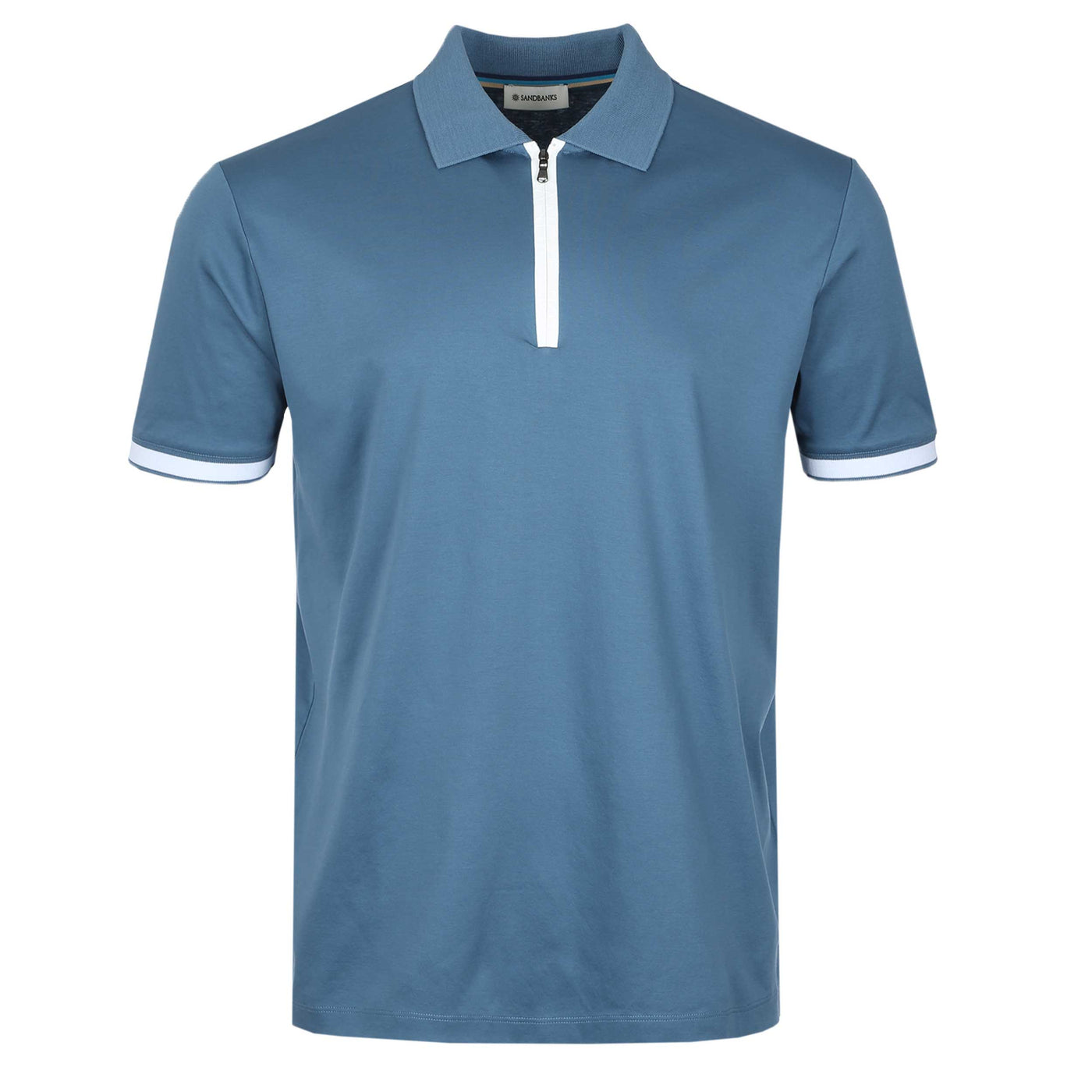 Sandbanks Silicone Zip Polo Shirt in Teal Front