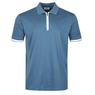 Sandbanks Silicone Zip Polo Shirt in Teal Front
