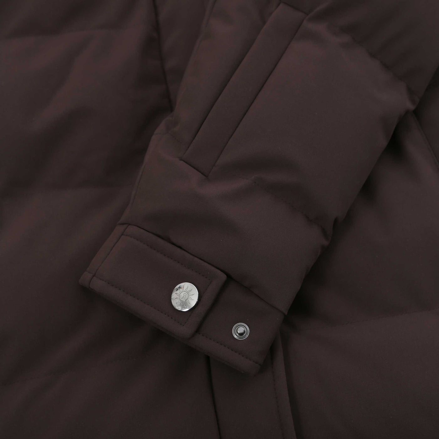 Sandbanks Haven Oversized Long Puffer Ladies Jacket in Brown Cuff