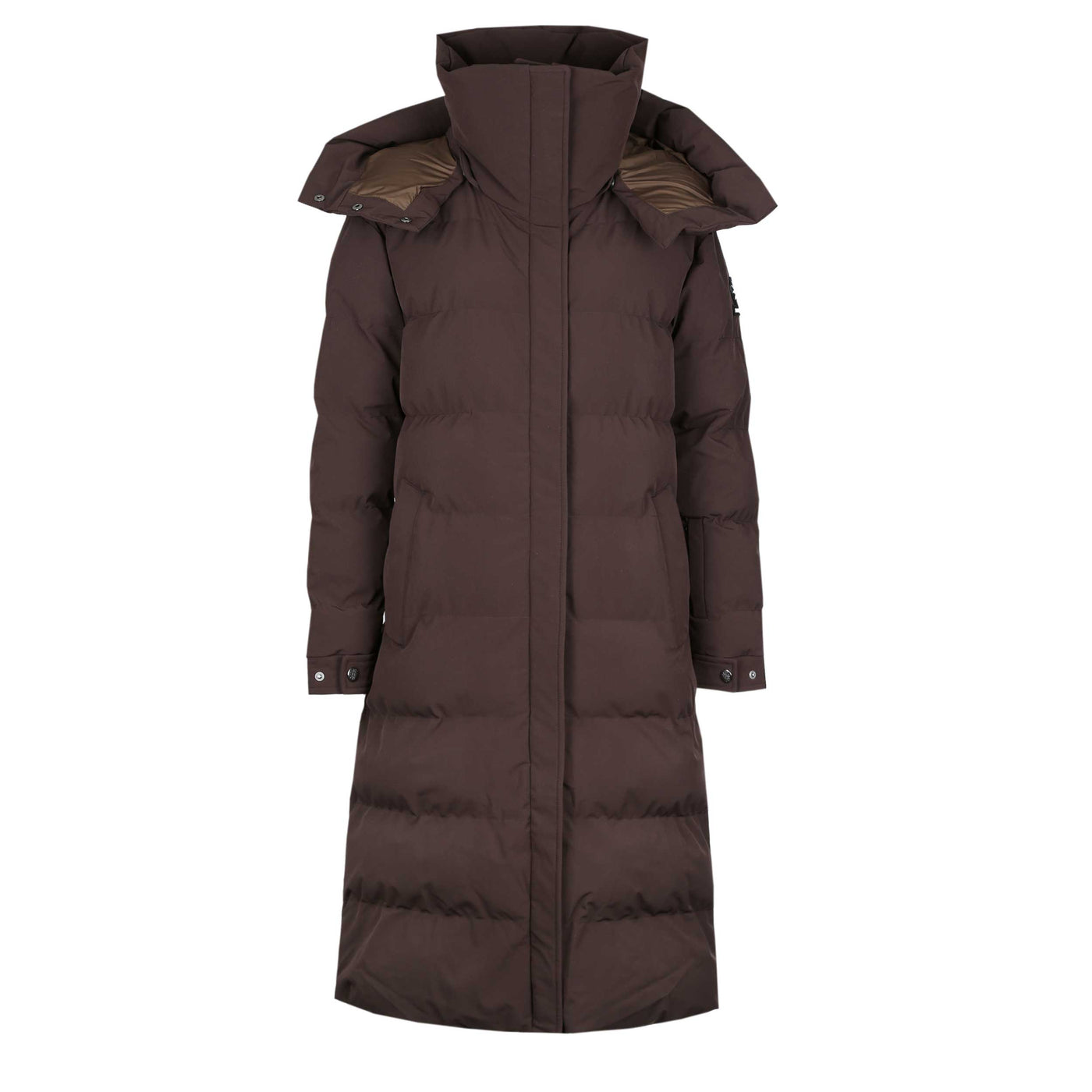 Sandbanks Haven Oversized Long Puffer Ladies Jacket in Brown Front
