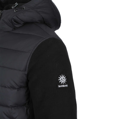 Sandbanks Outlander Polar Fleece Hooded Hybrid Jacket in Black Logo