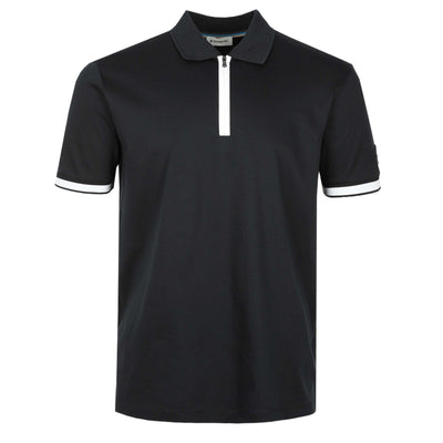 Sandbanks Silicone Zip Polo Shirt in Black Front