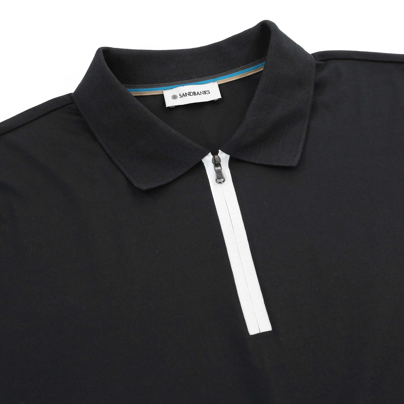 Sandbanks Silicone Zip Polo Shirt in Black Placket