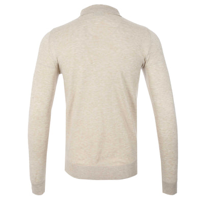 Seinse 2 Button LS Polo Knitwear in Beige Back