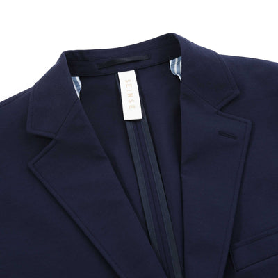 Seinse Patch Pocket Stretch Blazer Jacket in Navy Collar