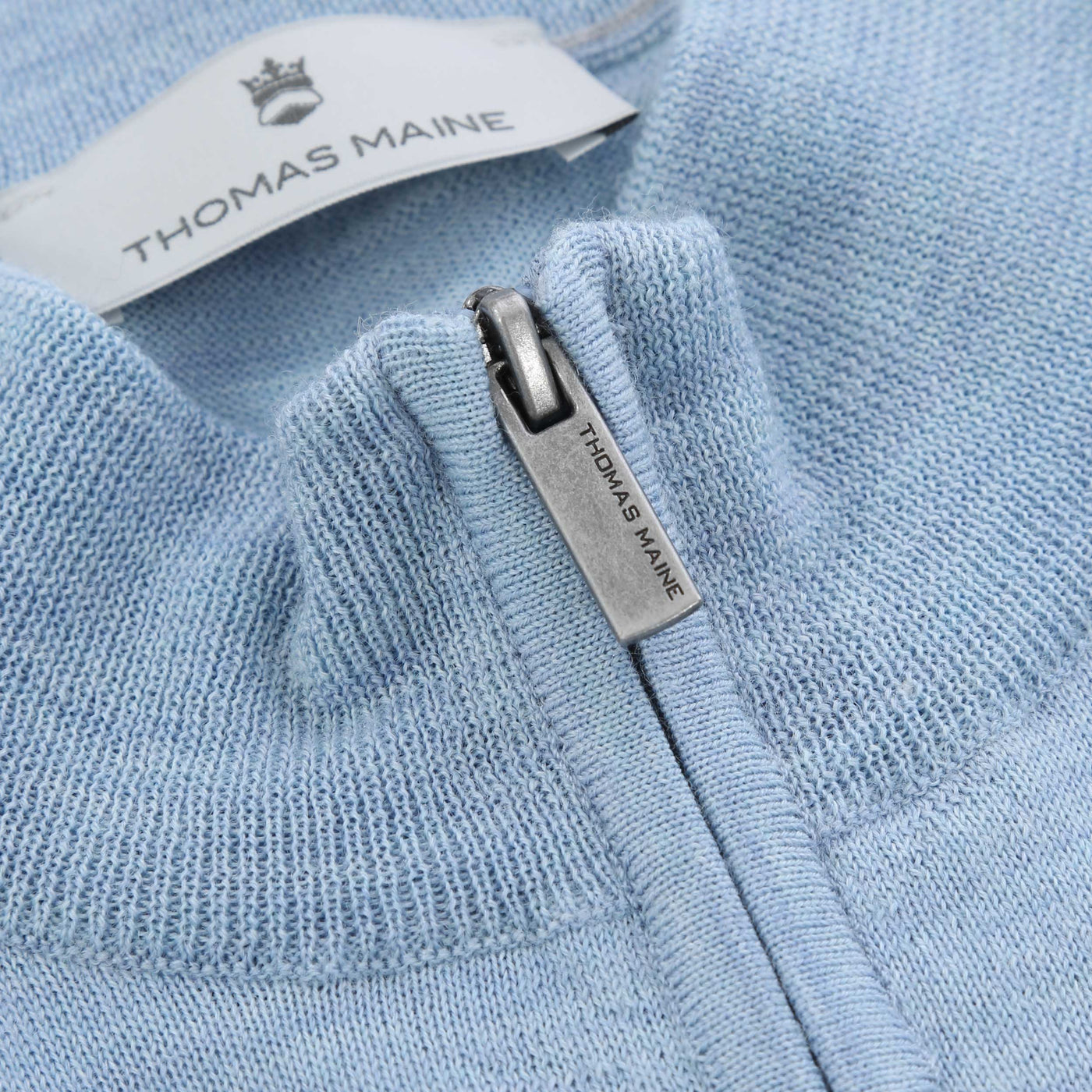 Thomas Maine 1/4 Zip Knitwear in Sky Blue Zip