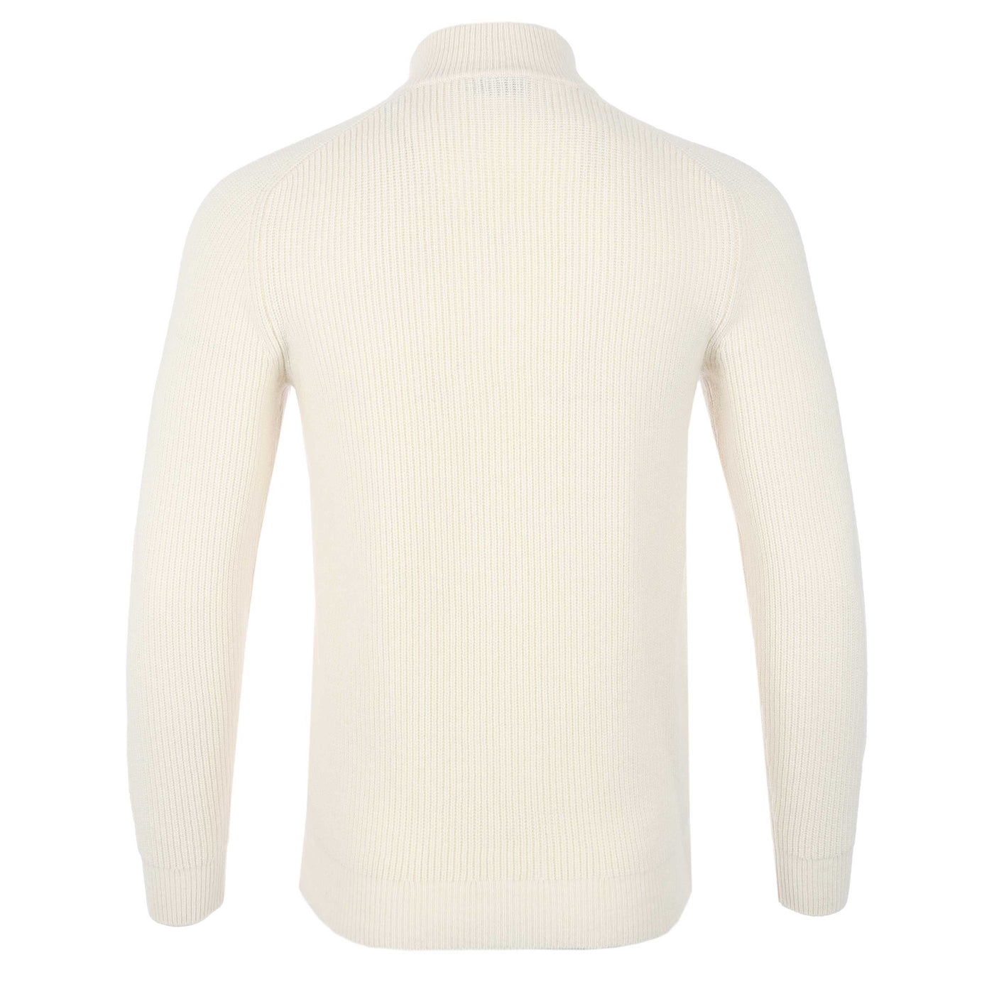 Thomas Maine 1/4 Zip Lambs Wool Knitwear in Cream Back