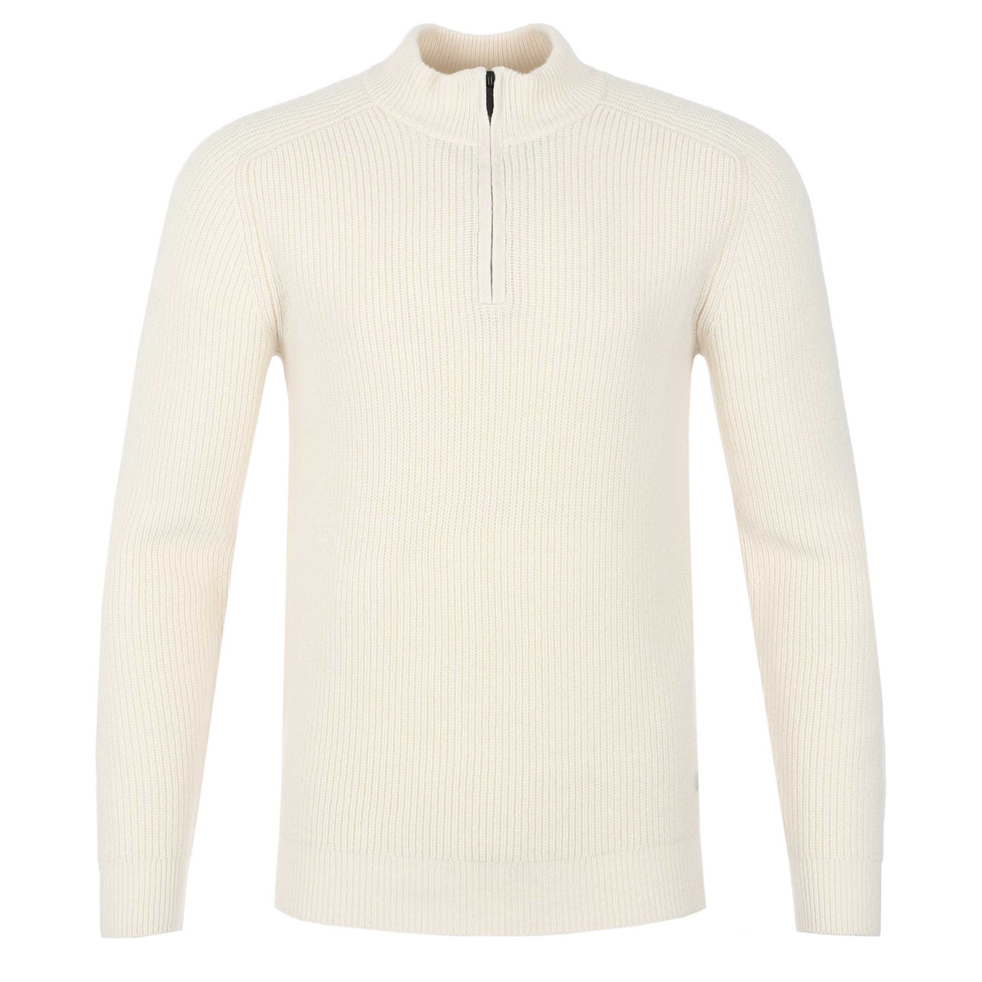 Thomas Maine 1/4 Zip Lambs Wool Knitwear in Cream