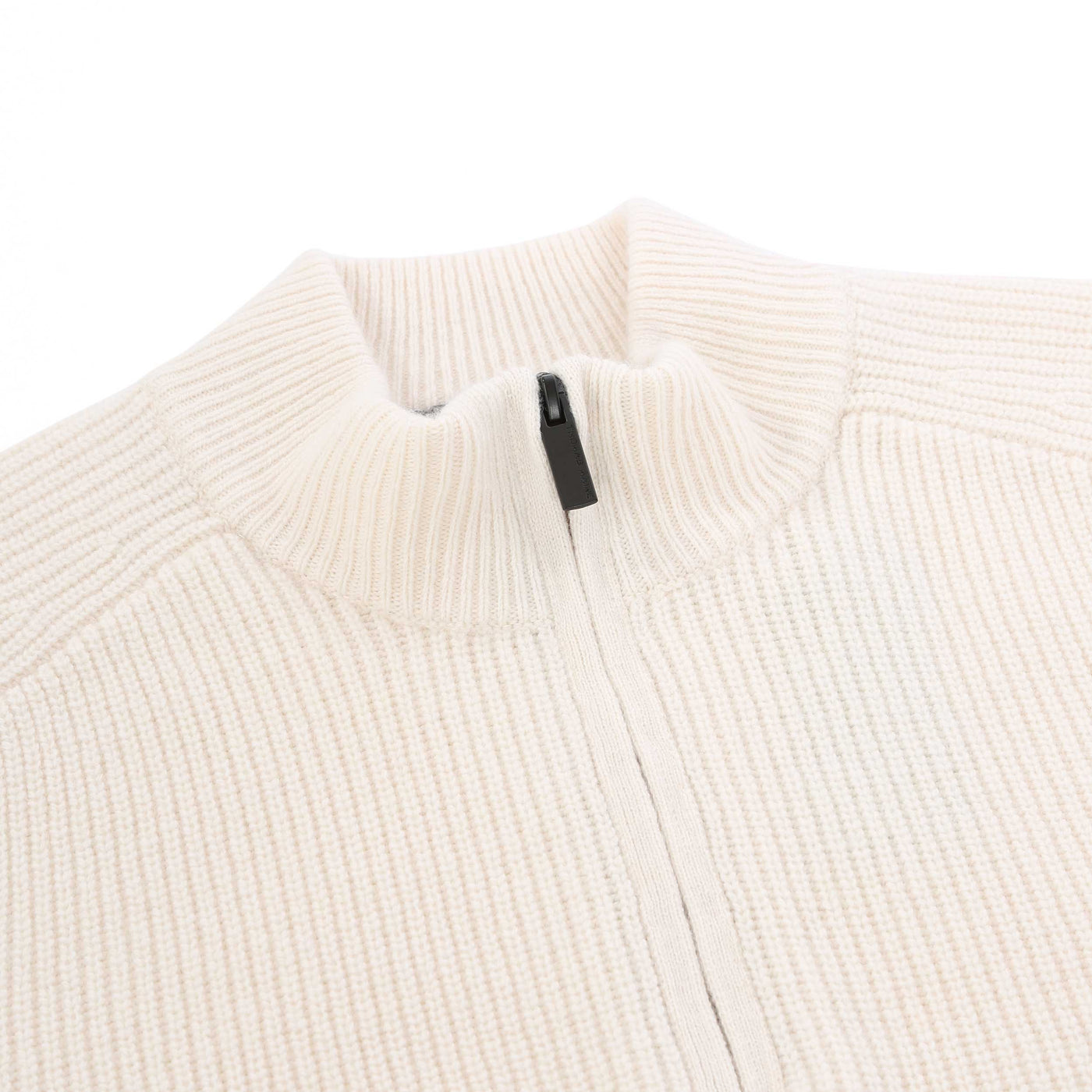 Thomas Maine 1/4 Zip Lambs Wool Knitwear in Cream Placket