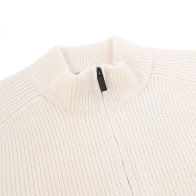 Thomas Maine 1/4 Zip Lambs Wool Knitwear in Cream Placket