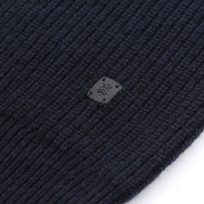 Thomas Maine 1/4 Zip Lambs Wool Knitwear in Navy Logo Badge