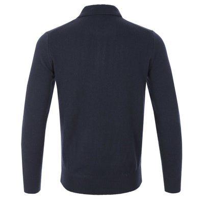 Thomas Maine 2 Button Lambs Wool Knit Polo in Navy Back