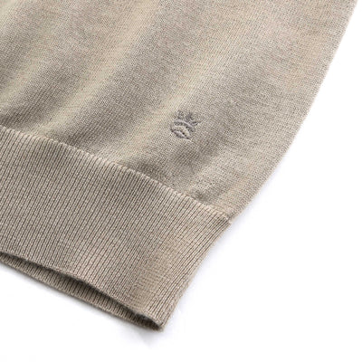 Thomas Maine 3 Button Knit Polo in Dark Beige Logo