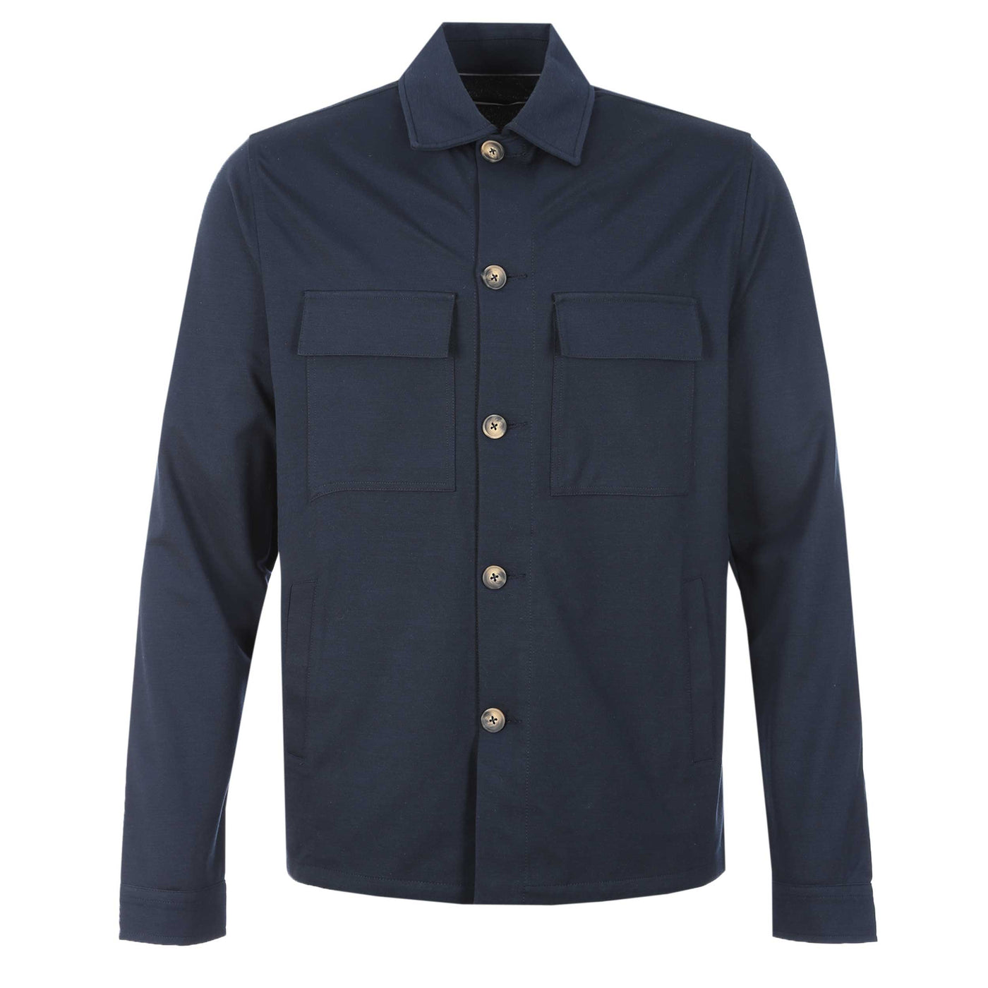 Thomas Maine Button Stretch Overshirt in Navy