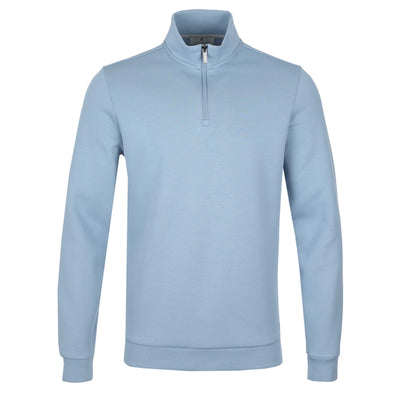 Thomas Maine Interlock 1/4 Zip Sweatshirt in Sky Blue