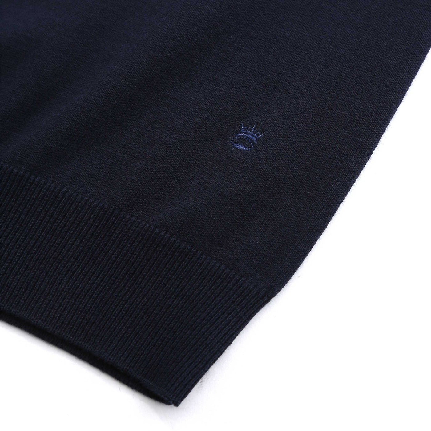 Thomas Maine Open Neck Knit Polo in Navy Logo