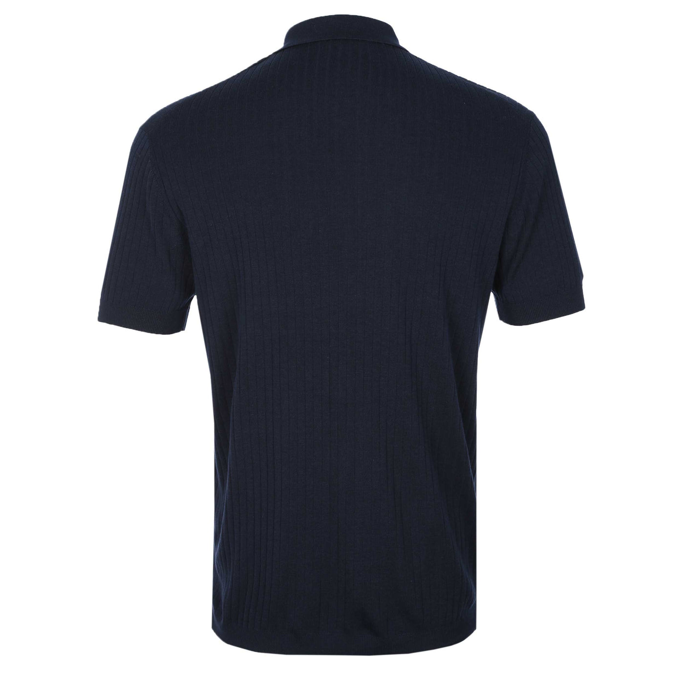 Thomas Maine Ribbed Button Thru Knitted Polo in Navy Back