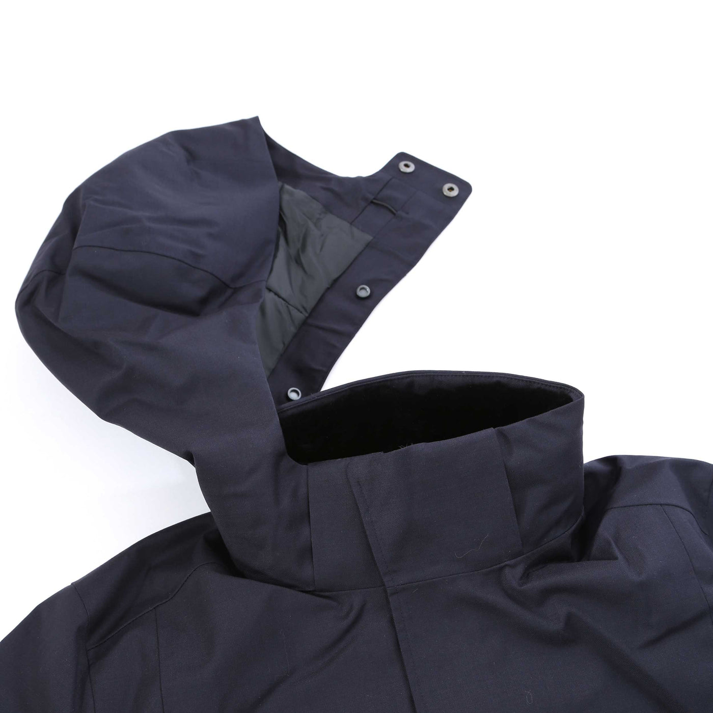 UBR Regulator Parka Savile Coat in Dark Navy Wool Hood Detached