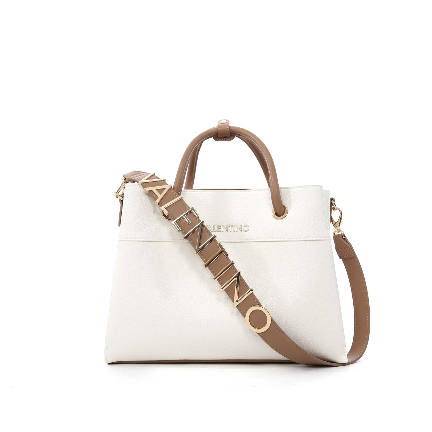 Valentino Bags Alexia Ladies Shopper Bag in White & Tan