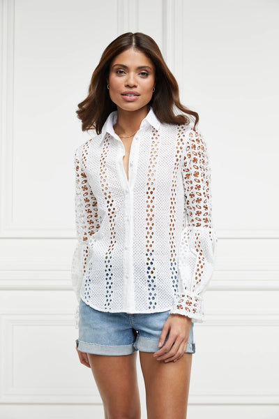 Holland Cooper Broderie Lace Shirt in White